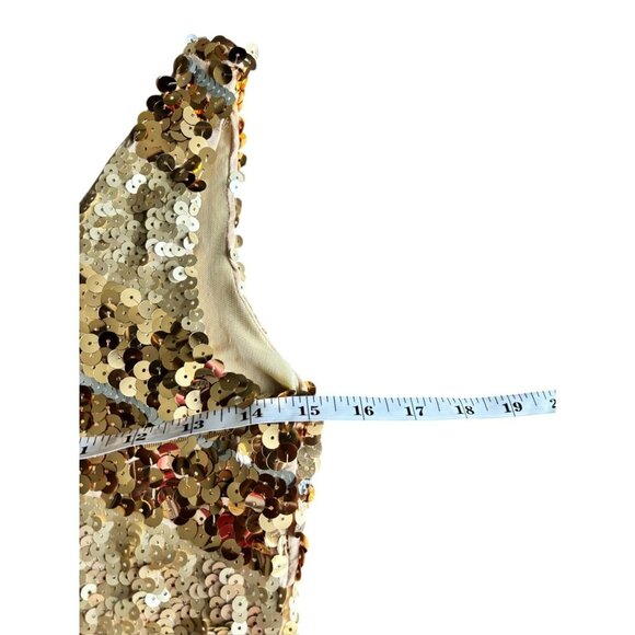 Belle G Jolene Gold Sequin Short V Neck Golden Dress - Picture 6 of 8